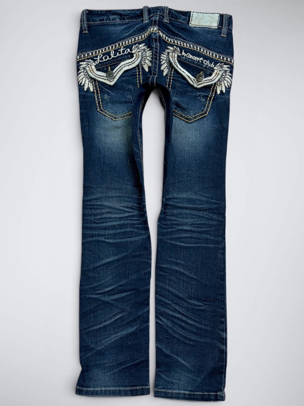 VTG Lolita Concert Club Angel Wings Ultra Low Rise Skinny Jeans